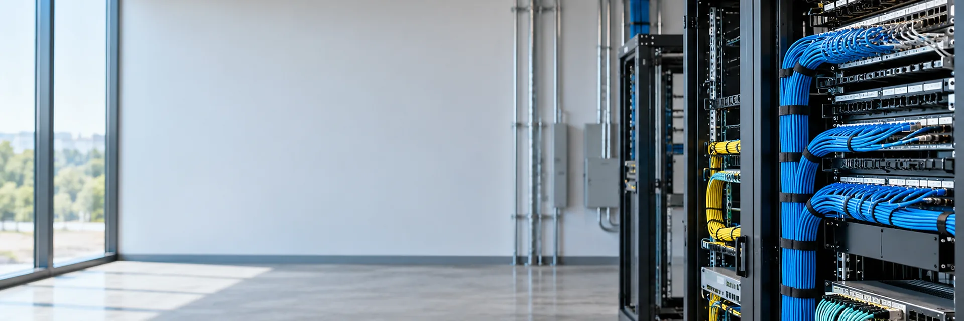 A technician terminating fiber and low-voltage cabling — fiber optic, low voltage and communications contractor insurance