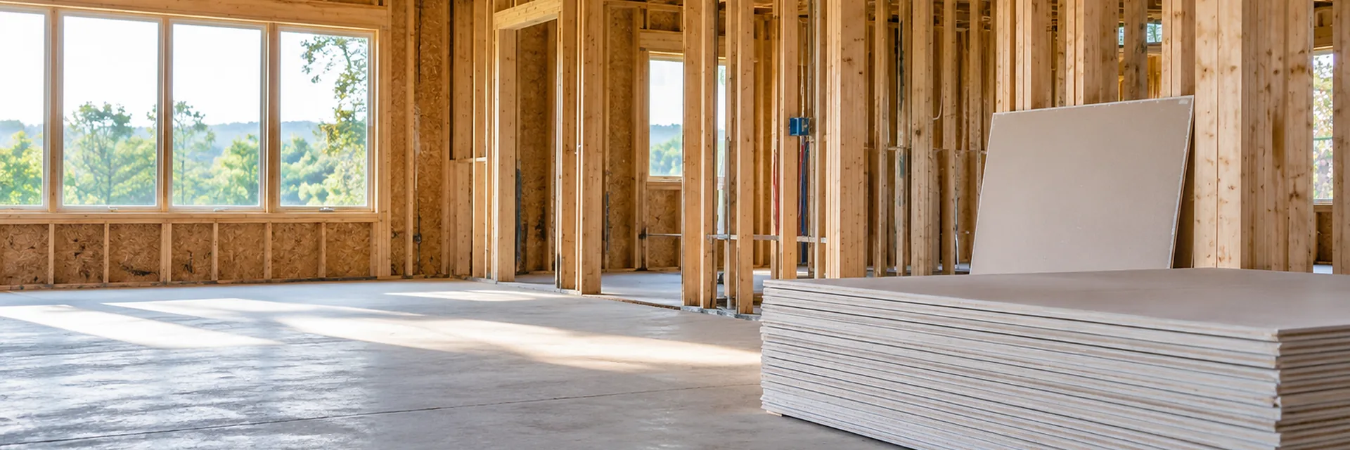 Carpenters framing interior walls on a building under construction — framing and drywall contractor insurance